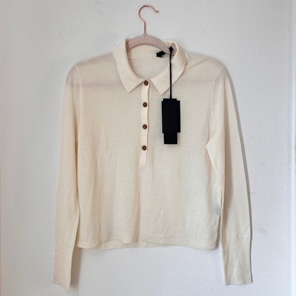 Jenni Kayne Grayson Pullover Ivory Medium Long Sleeves 100% Merino Wool NWT - Picture 3 of 7